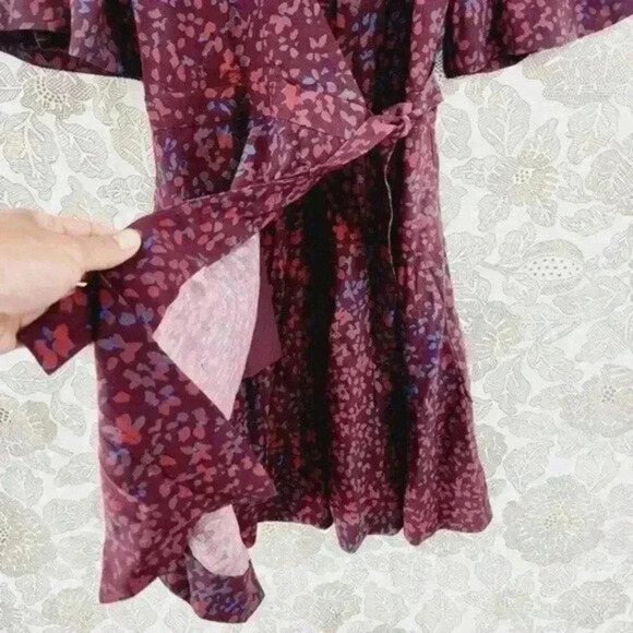 Moussy Wrap Pattern Short sleeve Ruffle Mini Shirt Dress One size/‎ S/M - Picture 7 of 10